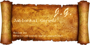 Jablonkai Gergő névjegykártya