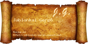 Jablonkai Gergő névjegykártya